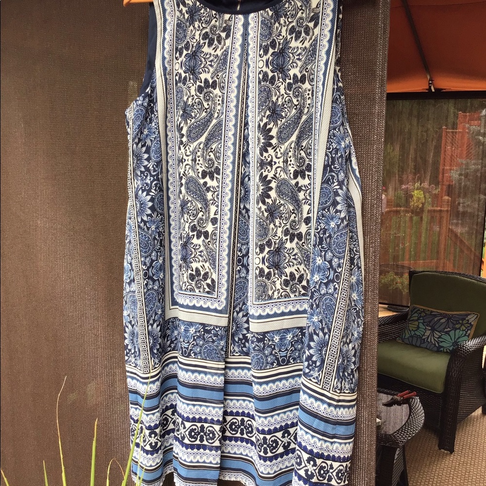 AB Studio sleeveless dress Blue white